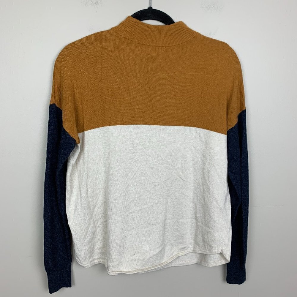 Madewell Colorblock Ashbury Mockneck Wool Blend Sweater - Small